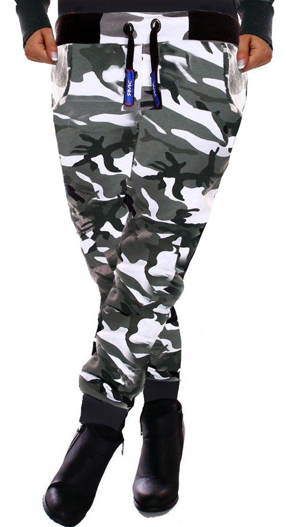 RMK Sweatpants Camouflage Fitnesshose Jogginghose elastischer Bund Trainingshose Damen Sporthose Camouflage-Hell