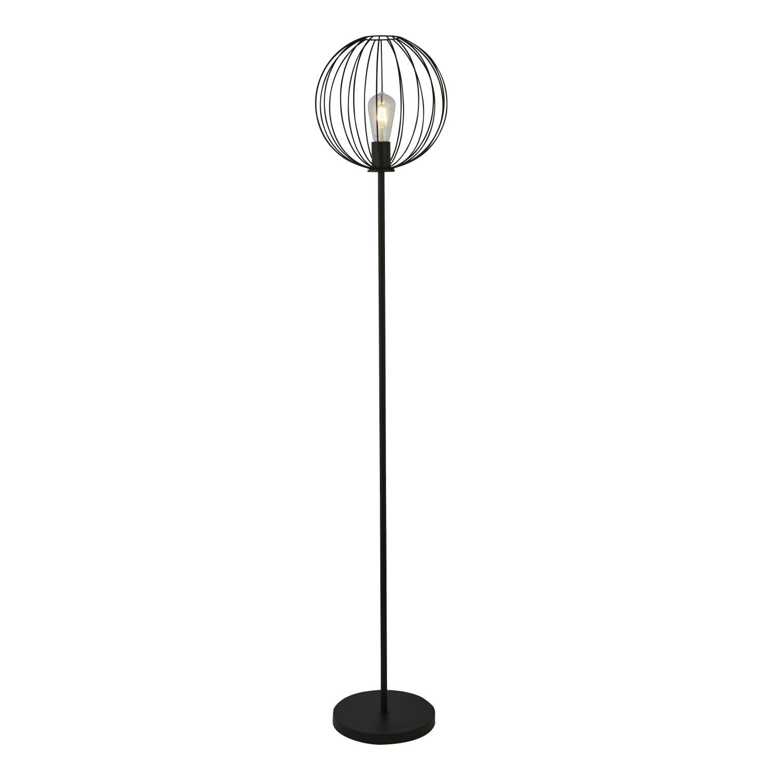 Licht-Erlebnisse Stehlampe CAMERON, ohne Leuchtmittel, E27 161 cm Schwarz Metall Retro Design Wohnzimmer