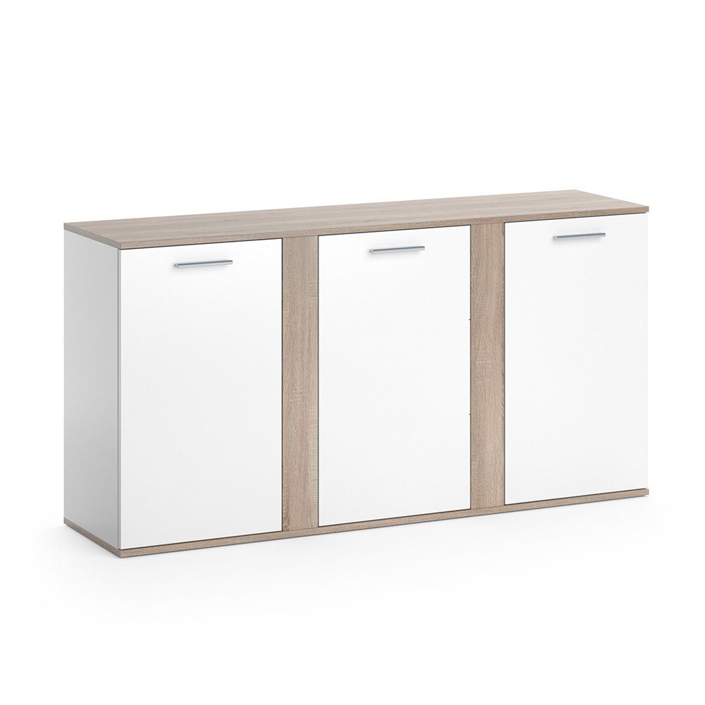 Vicco Kommode Novelli, Weiß/Sonoma, 155 x 80 cm mit Türen (1 St)