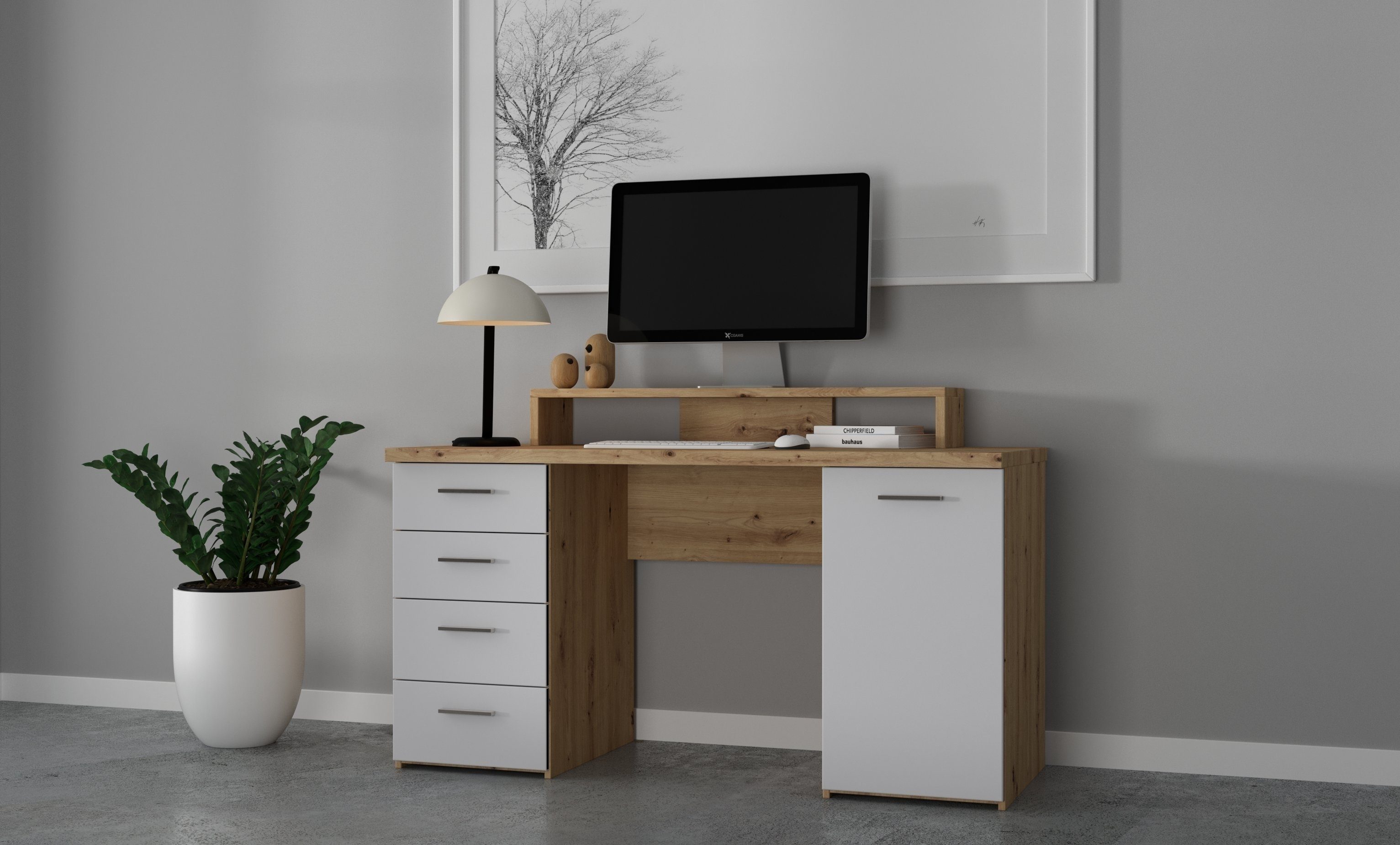 FORTE Schreibtisch in Artisan Eiche und günstig online kaufen