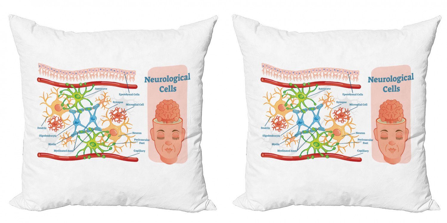 Kissenbezüge Modern Accent Doppelseitiger Digitaldruck, Abakuhaus (2 Stück), Anatomie Neurologische Gehirnzellen