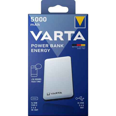 VARTA Power Bank Energy 5000 + Ladekabel, 5000mAh Powerbank mit USB Type C Powerbank 5000 mAh (3,7 V, 1 St)