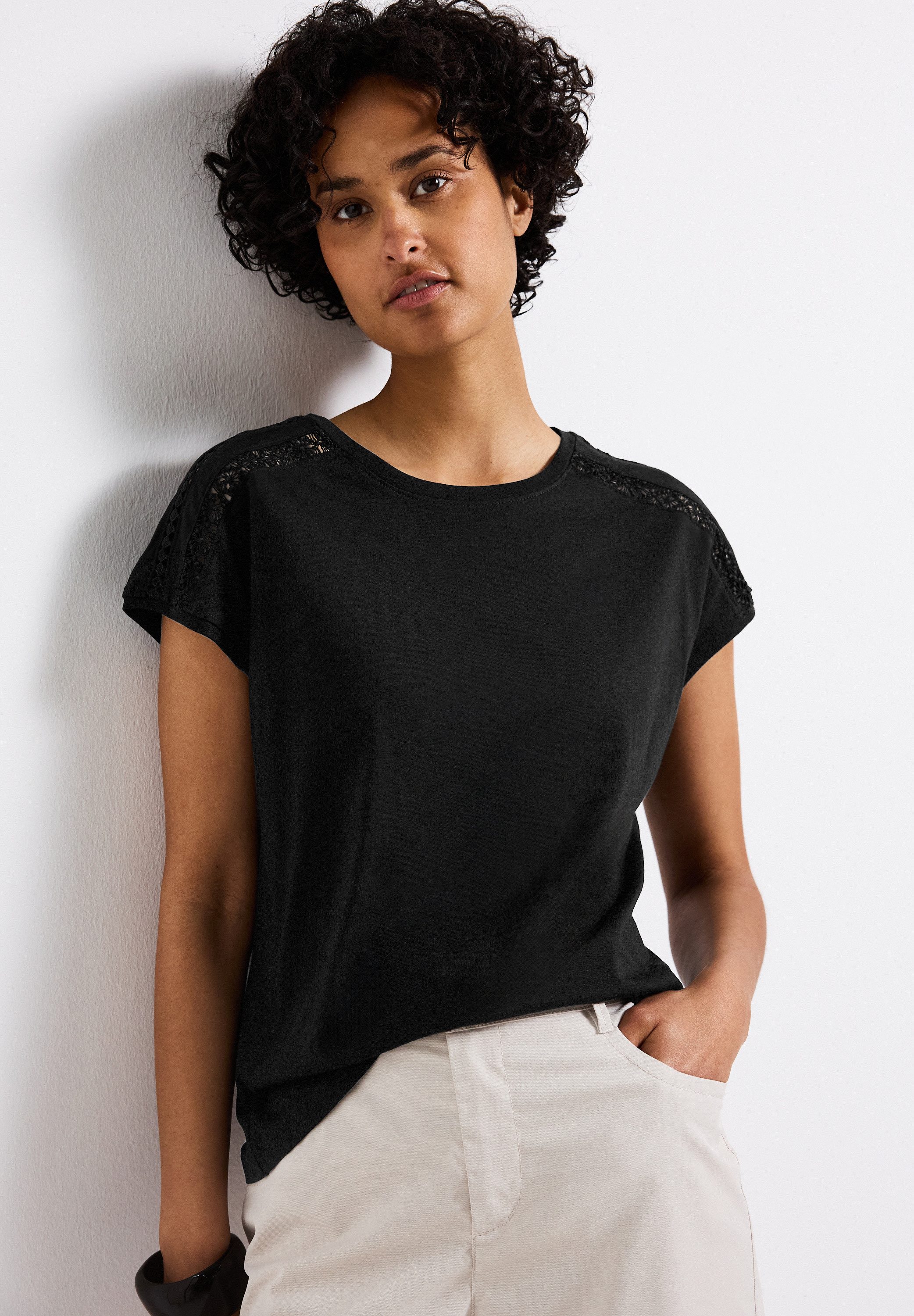 STREET ONE T-Shirt mit Häkeldetails günstig online kaufen