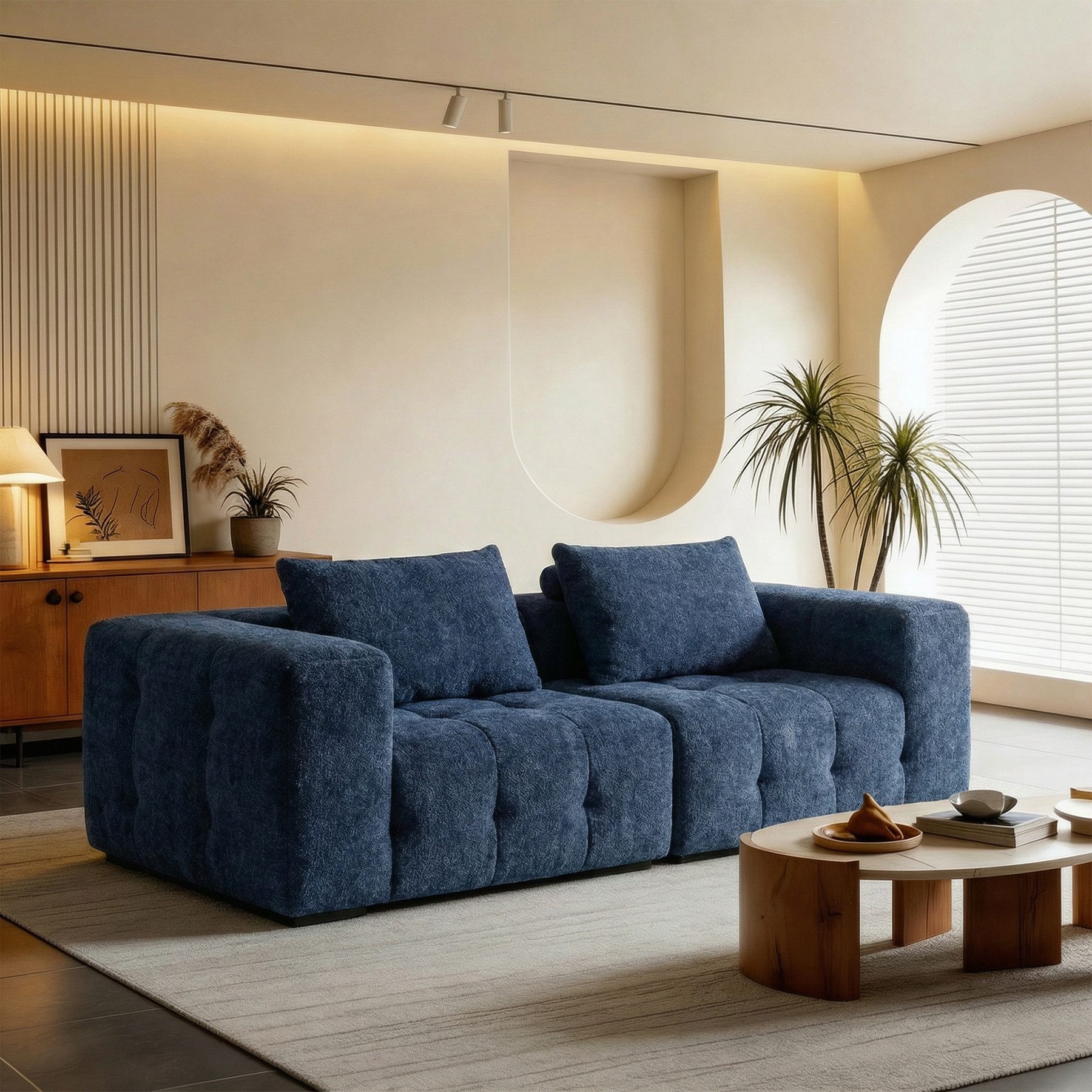 HomeMiYN Sofa Modulares 2-Sitzer Sofa Chenille Couch Wohnzimmer Sofa Modern Komfort