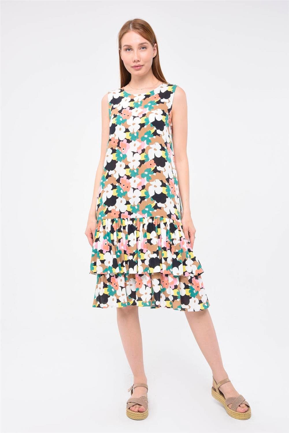 Midikleid Blumen Ärmelloses Kleid