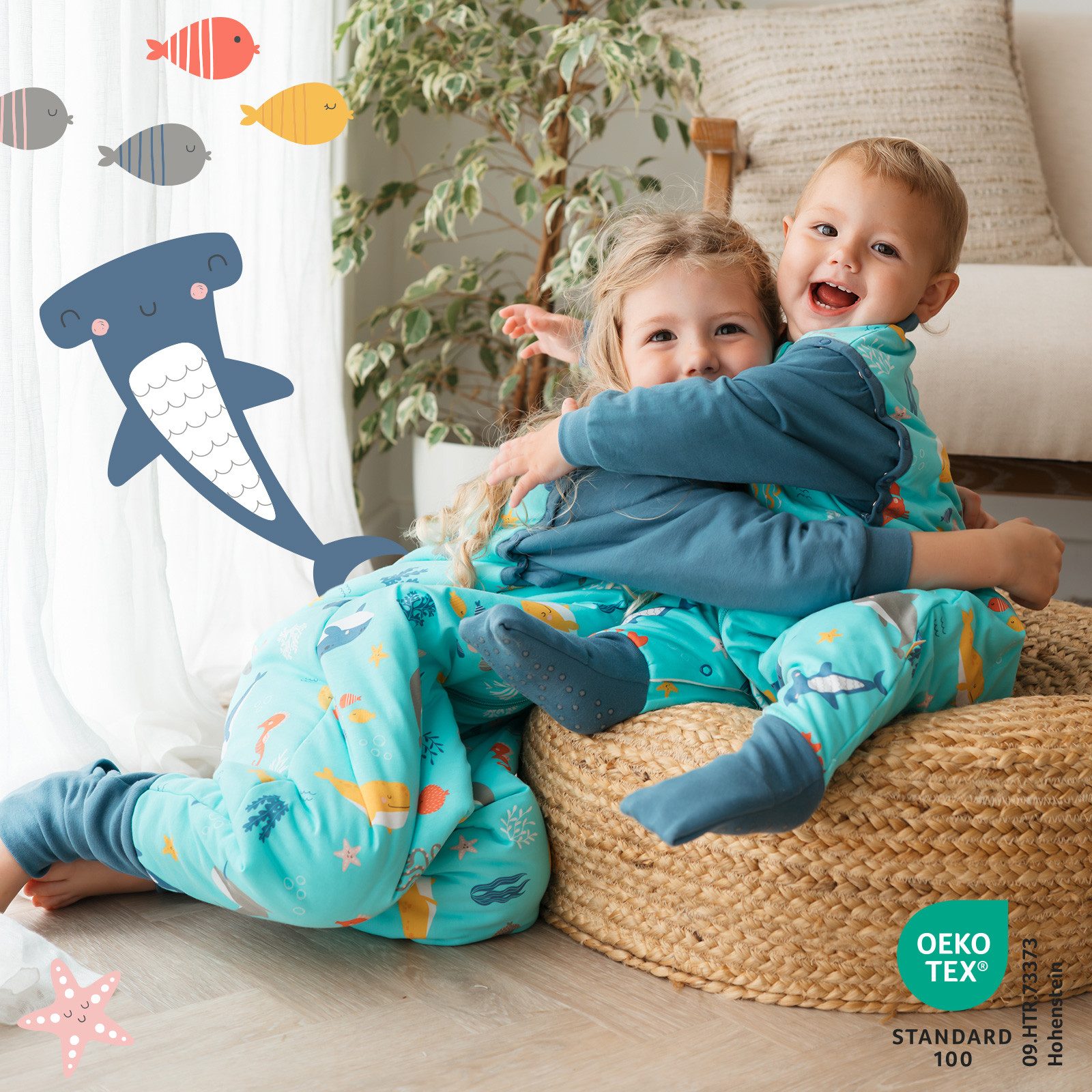 Schlummersack Kinderschlafsack Schlafsack mit Füßen und umklappbaren Bündchen, 1.0 Tog OEKO-TEX