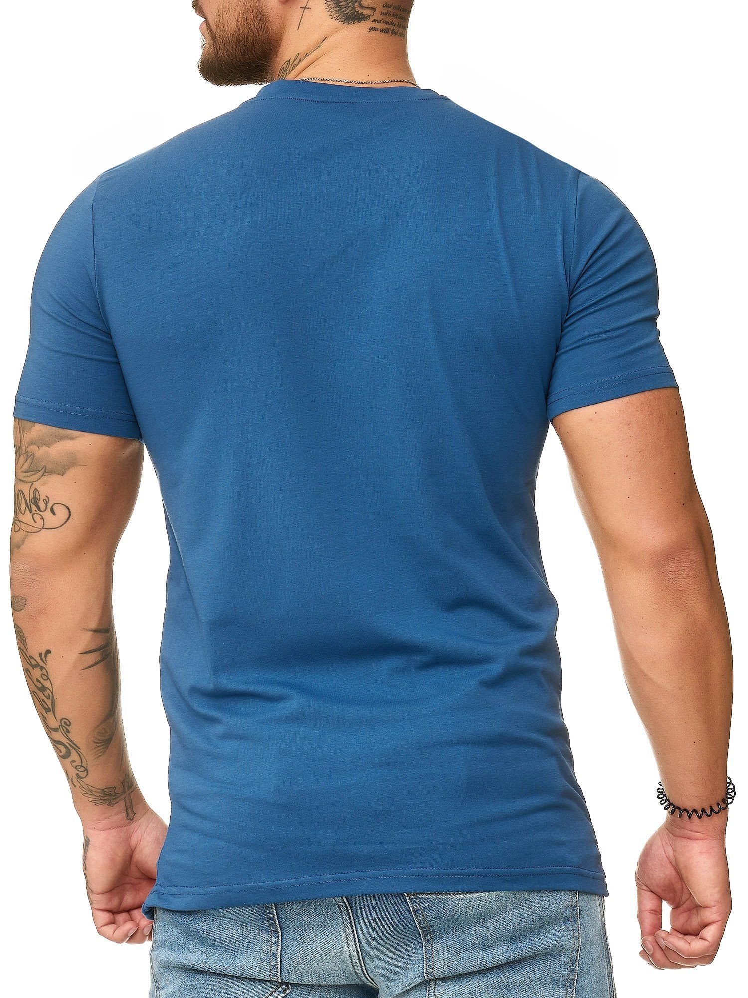1309C Kurzarmshirt OneRedox Polo Fitness T-Shirt 1-tlg) Tee, Blau Freizeit (Shirt Casual
