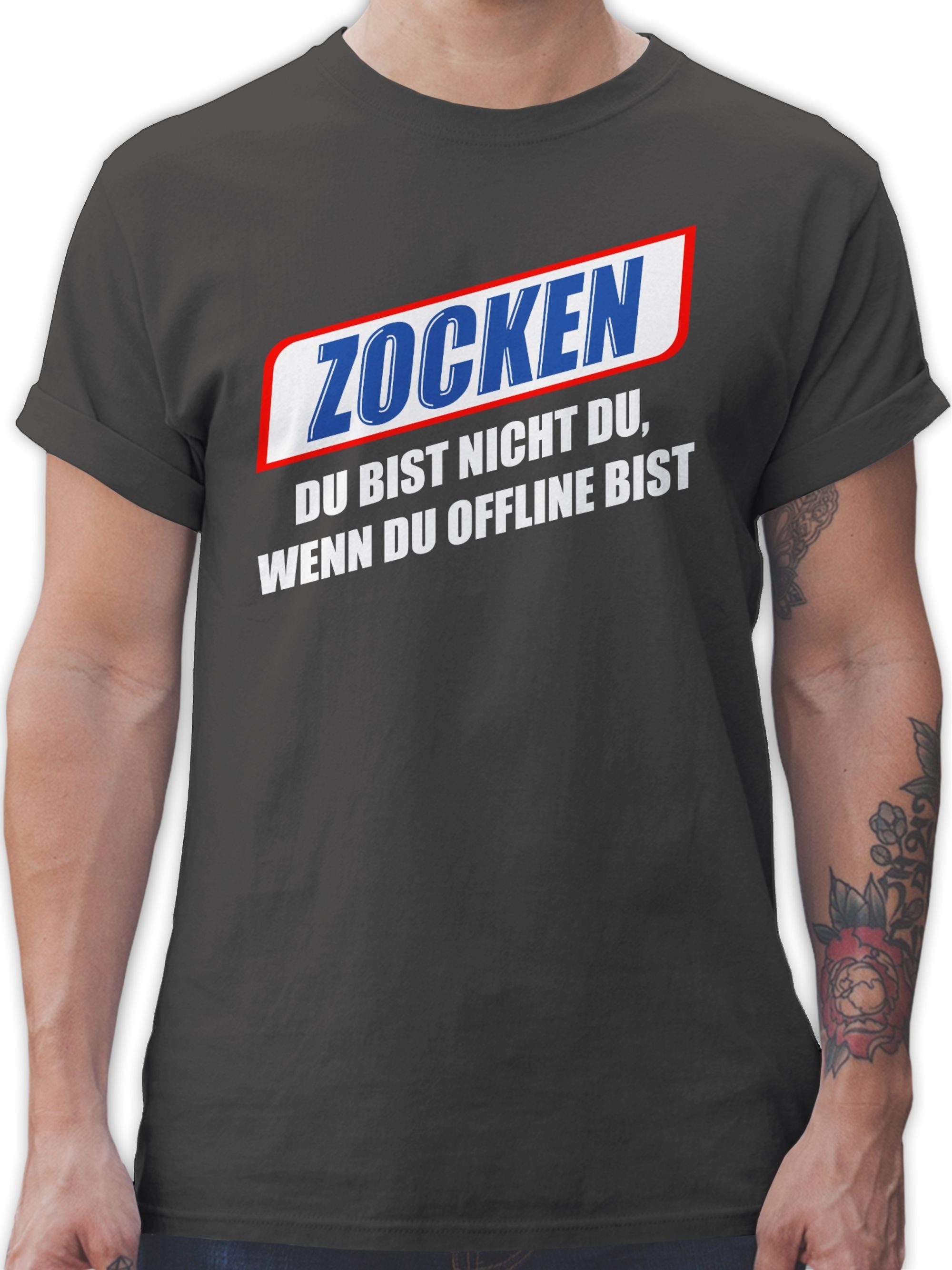 Bankdiskont Shirtracer T-Shirt Zocken du Du du nicht bist bist Geschenke wenn weiß Dunkelgrau 01 offline Nerd