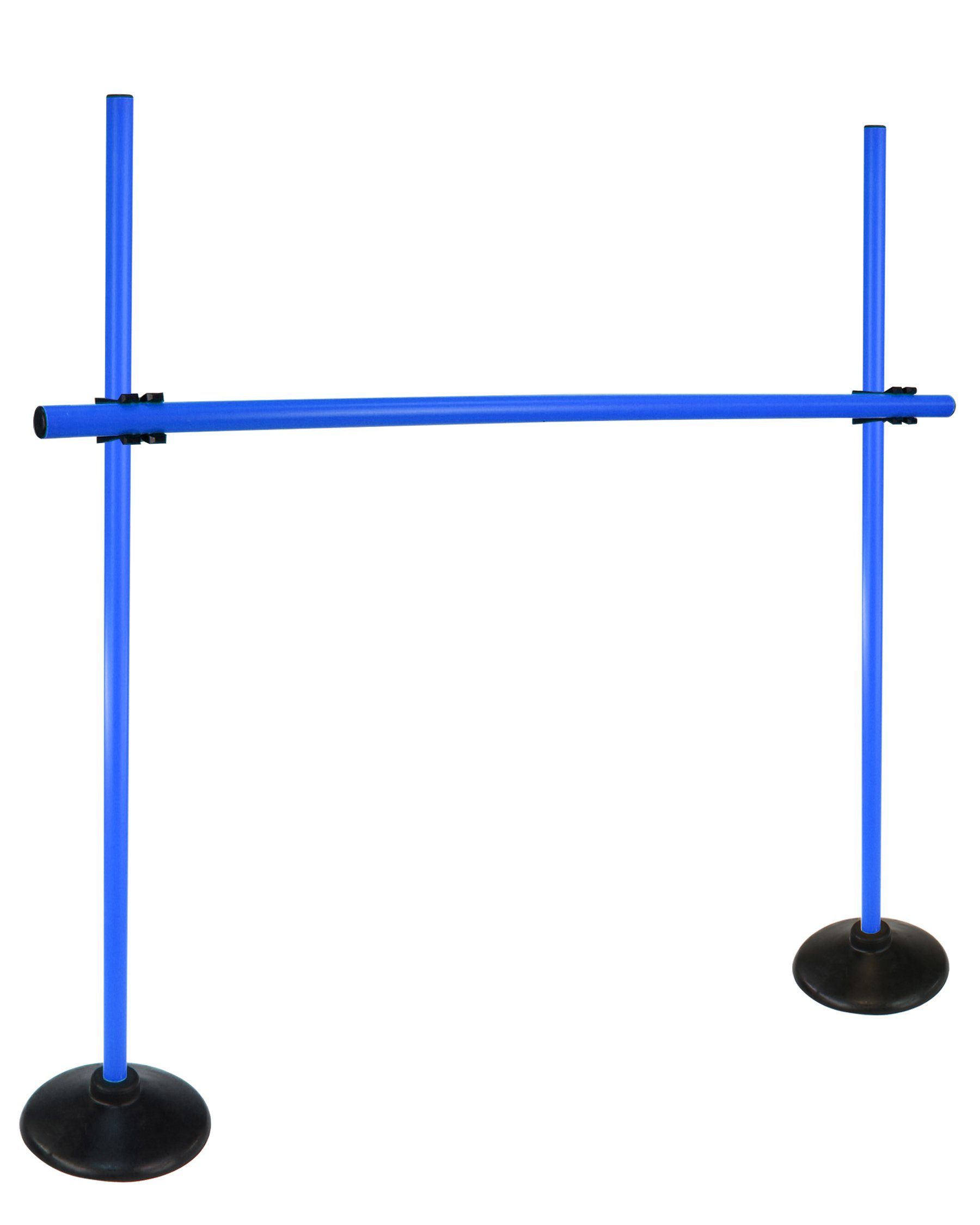 Superhund Agility-Hürde Scheibenfuß Hürdenset mit Stange 100 cm Sprunghürde Farbe Blau, Stange aus Kunststoff.