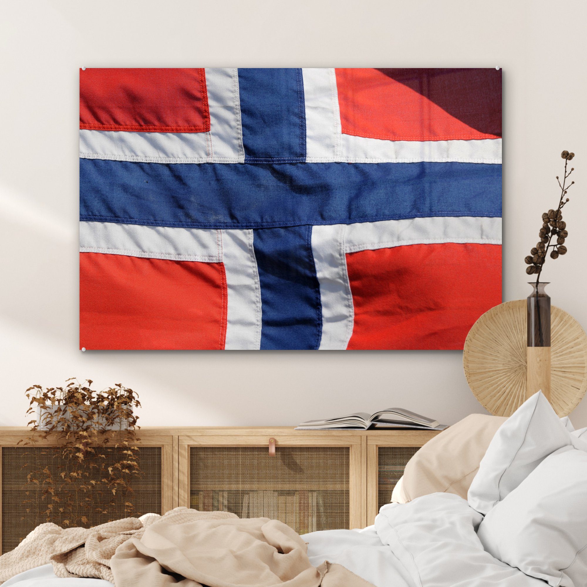 Acrylglasbild St), Schlafzimmer Acrylglasbilder (1 norwegische Wohnzimmer Flagge, MuchoWow Die &