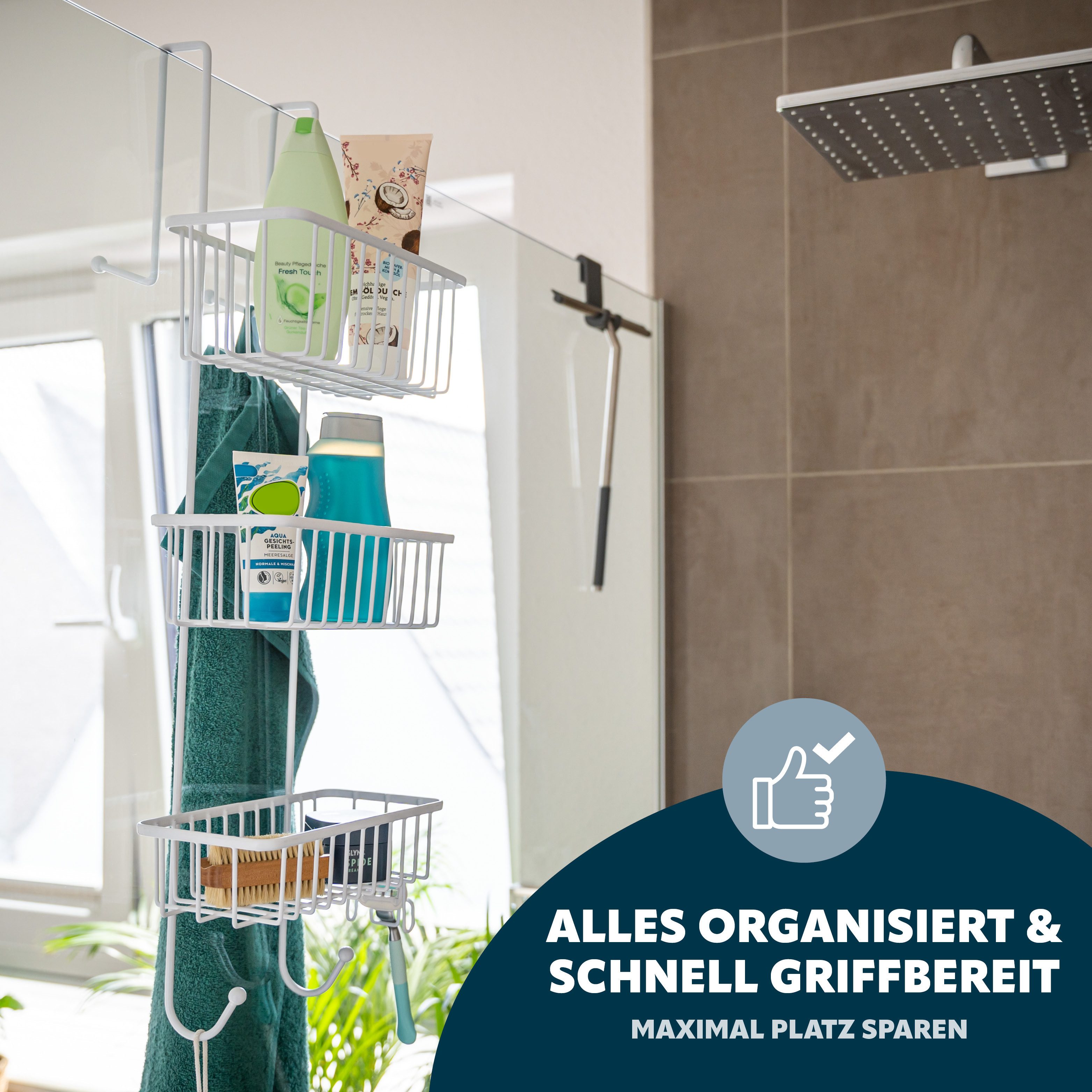 bremermann Duschregal zum Einhängen, 3 Körbe in weiß günstig online kaufen
