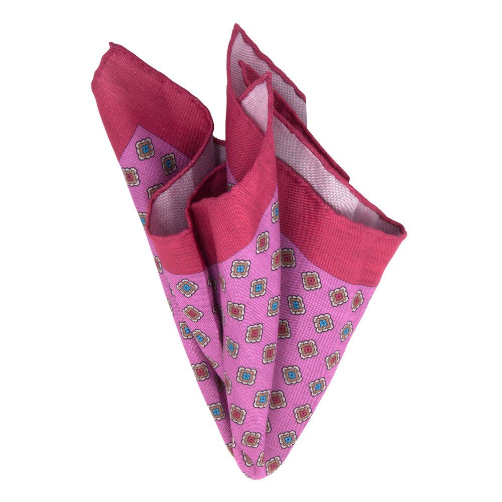 BGENTS Einstecktuch Handrolliertes Einstecktuch aus Baumwoll-/Leine mit geo-Muster, Made in Italy