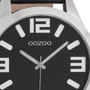 OOZOO Quarzuhr Oozoo Unisex Armbanduhr Timepieces Analog, Herren, Damenuhr rund, groß (ca. 51mm) Lederarmband, Fashion-Style