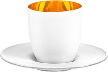 Eisch Espressoglas COSMO PURE WHITE, Made in Germany, 100 ml, Kristallglas, mit 24karätigem Gold veredelt und in reinweißem Stein-Look versiegelt