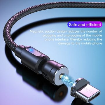 Gravizone 3 in 1 Magnetische LED Ladekabel Magnet Kabel Usb C MIcro Usb Smartphone-Kabel, Usbc, Usb (100 cm)