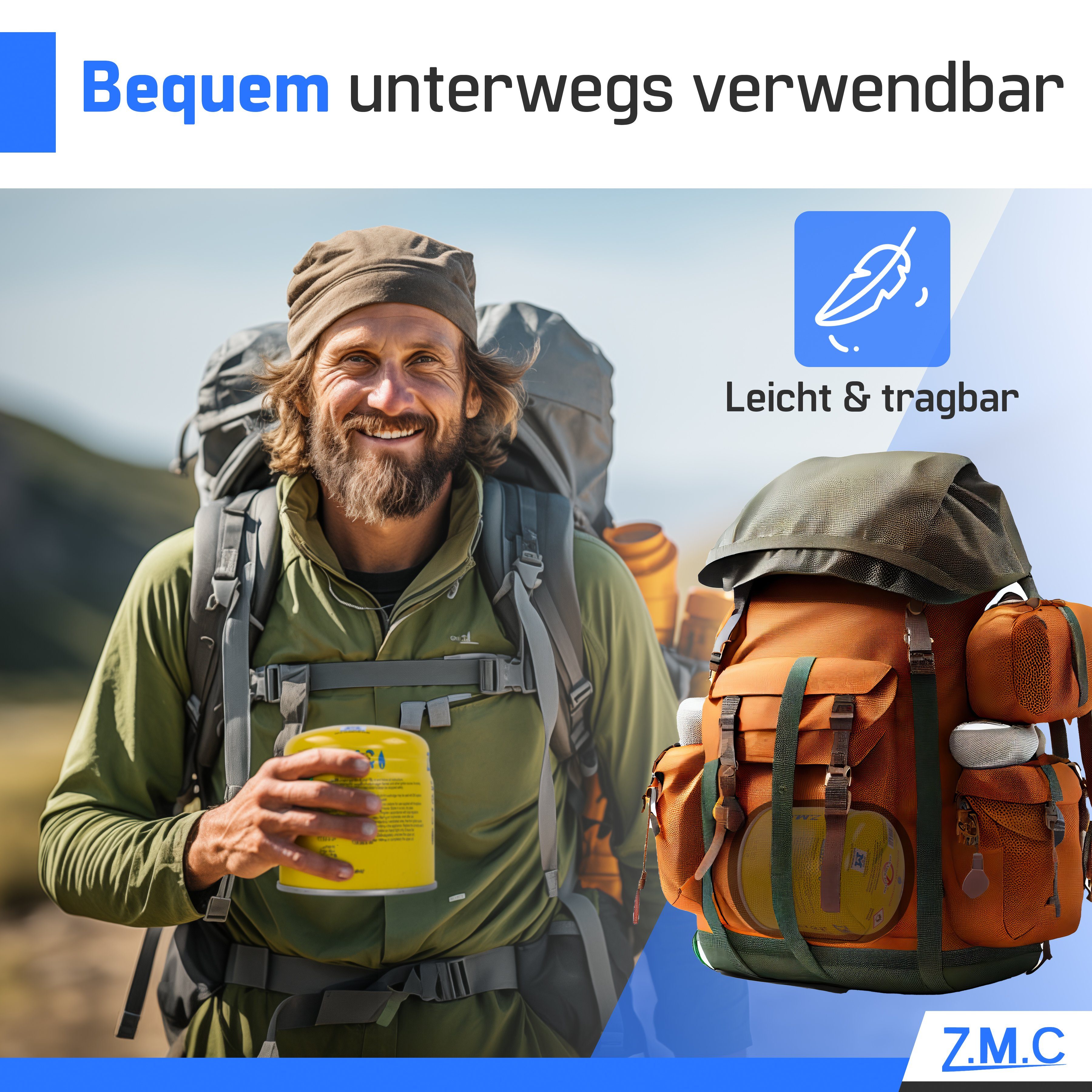 ZMC Gaskartusche Butan Gas Kartusche 190g Anstechkartusche Propangas Gaskartusche, Zubehör für Butangas Campingkocher/Bunsenbrenner/Campinggas Typ: C200, EN417, 42 St., Gaskartuschen Stechkartusche Gaskartuschen Butangas
