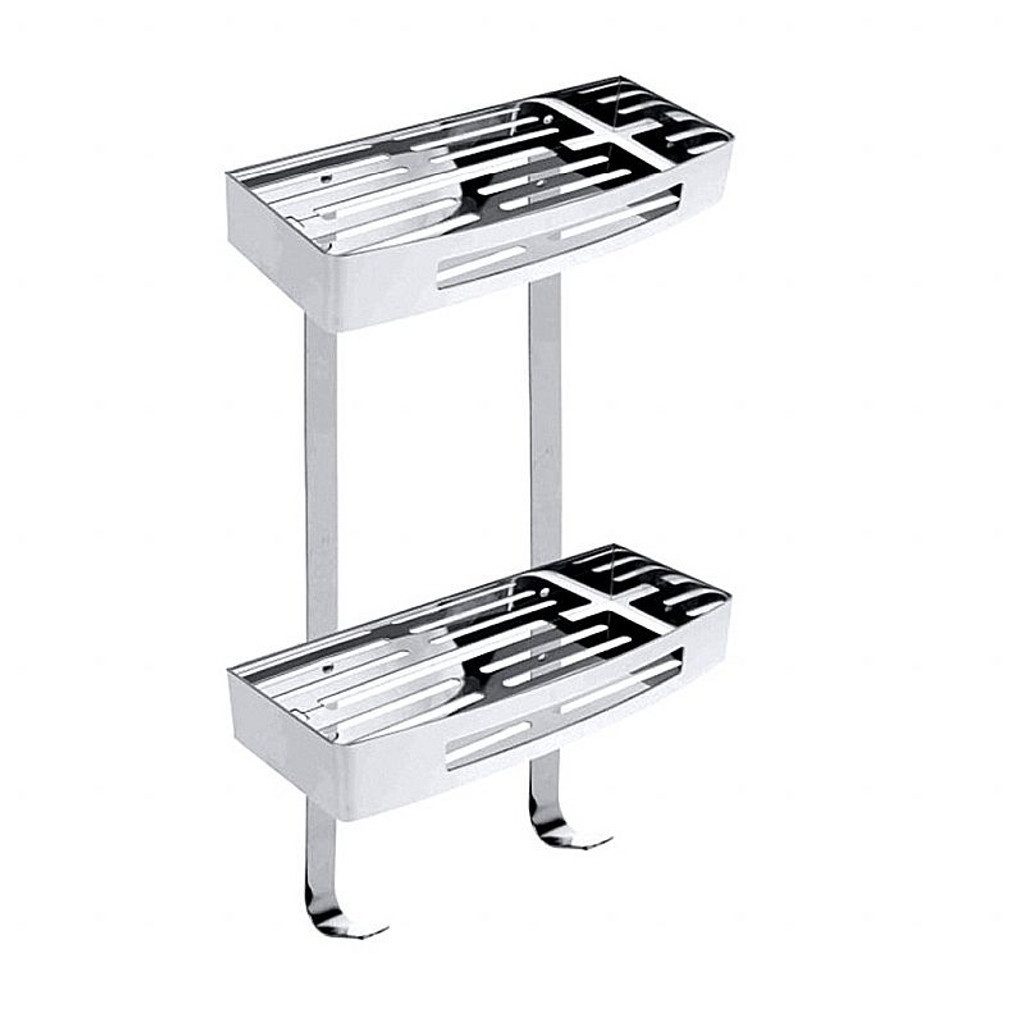 BRILLANTBAD® Duschregal BYTRO Doppelseifenkorb Edelstahl poliert für Bad & WC >> Bohren