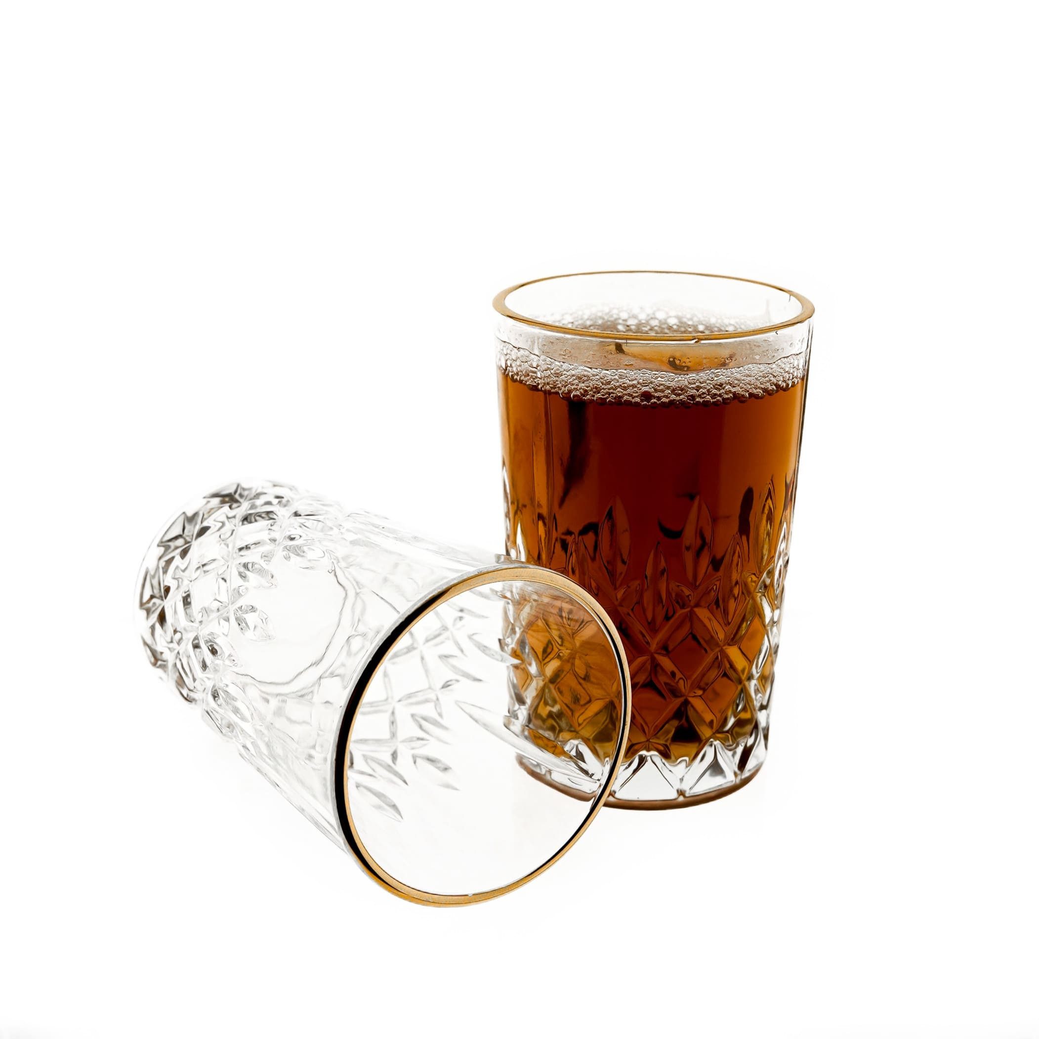 Sunay Gläser-Set Ästhetisches Set 12-teilig - strukturiertes Muster mit Goldumrandung, 12-tlg.