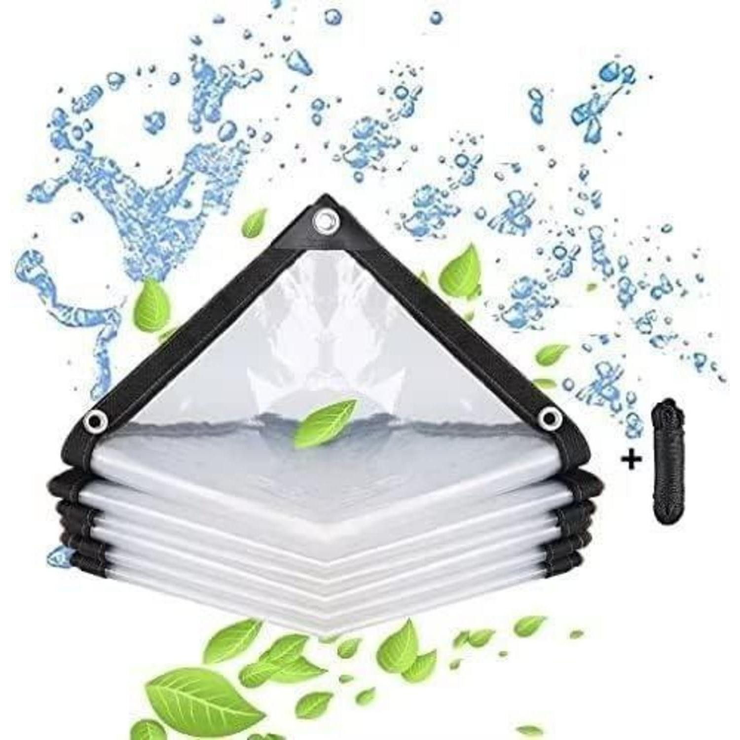 LuxusKollektion Schutzplane Plane wasserdicht transparent für Gartenmöbel 2x1m mit Ösen
