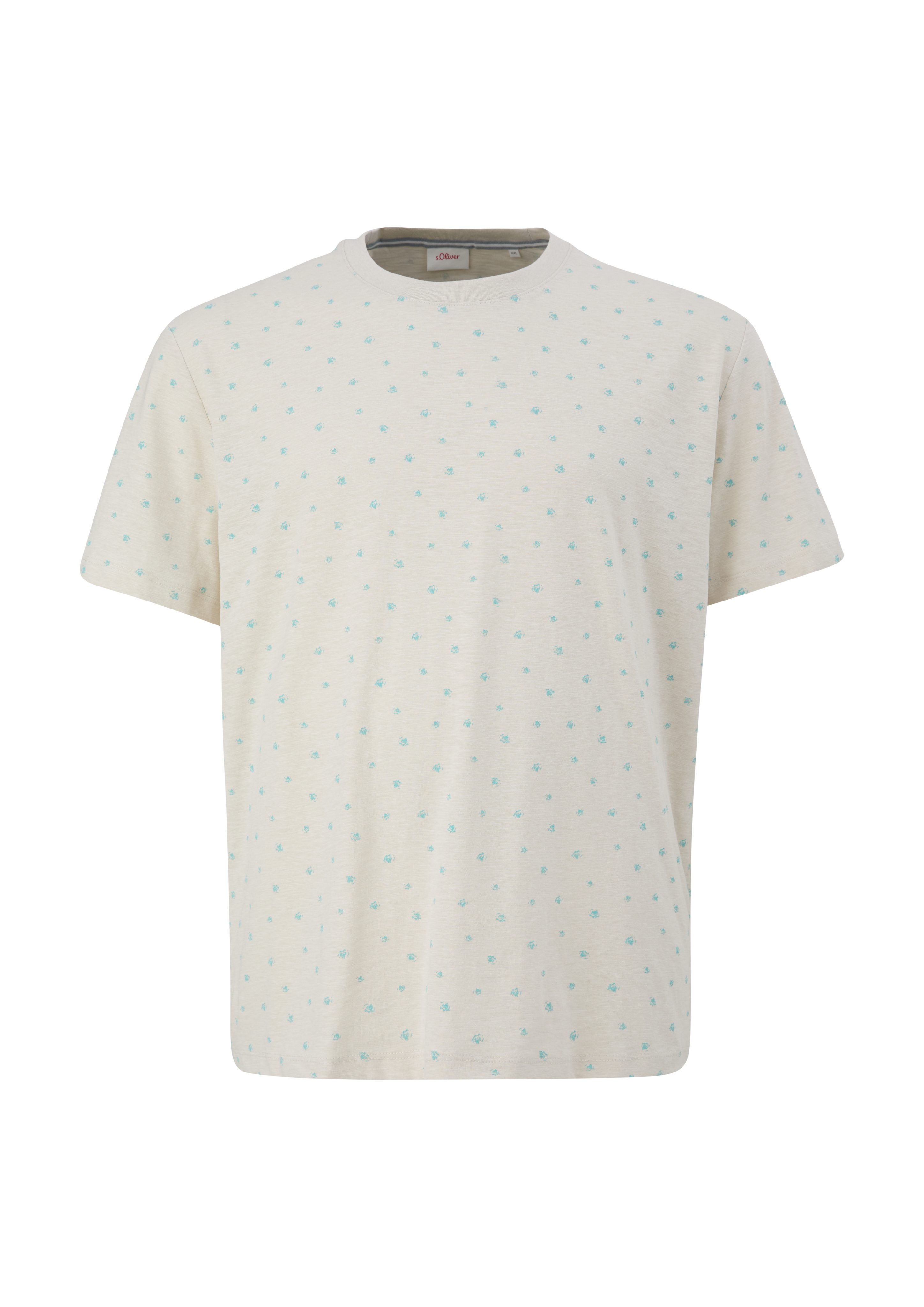 T-Shirt mit weiß s.Oliver Allover-Print Kurzarmshirt