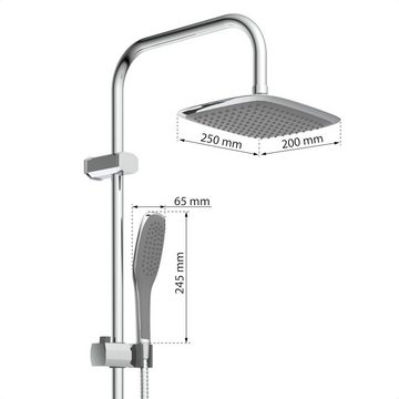 Eisl Duschsystem ohne Armatur ideal zum Nachrüsten, komplettes Montageset, mit großer Regendusche (250 x 200 mm) und Handbrause, Regendusche