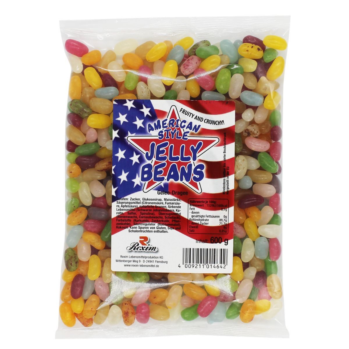 Rexim Süßigkeit Rexim American Style Jelly Beans 600g – Fruchtige Gelee-Bohnen, 600 g