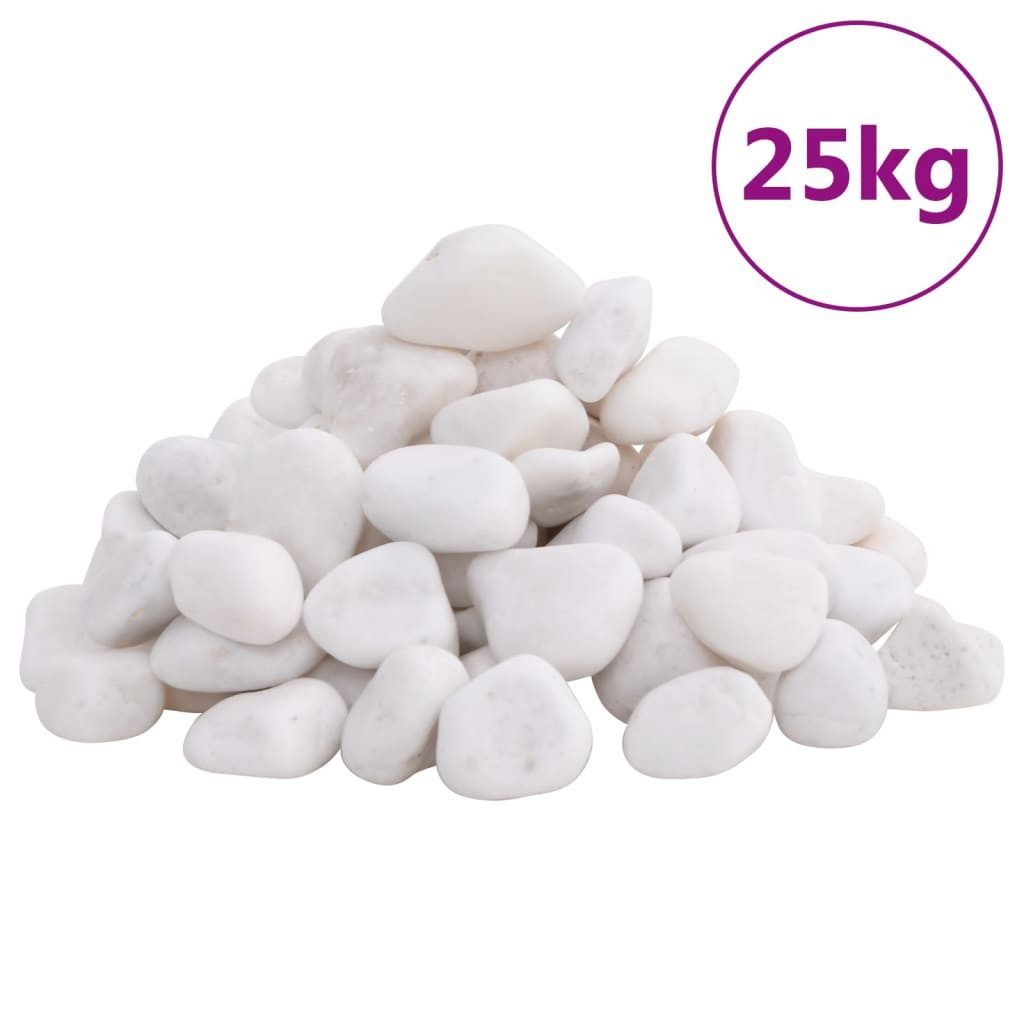 vidaXL Kieselsteine, Polierte Kiesel 25 kg Weiß 2-5 cm