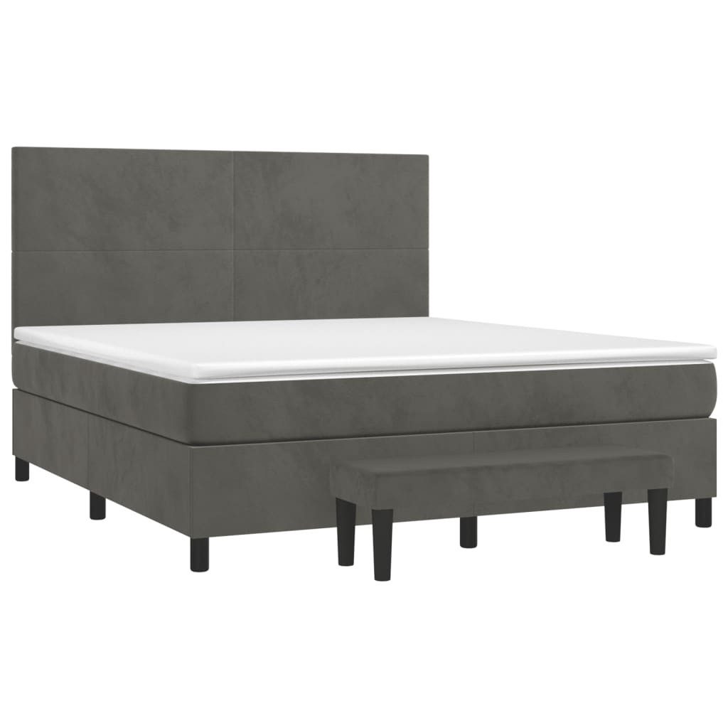 Bett Boxspringbett mit Matratze Dunkelgrau 160x200 cm Samt