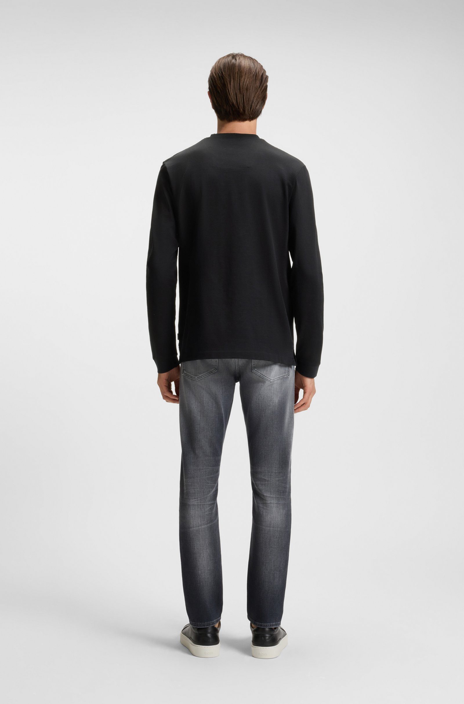BOSS Langarmshirt Talley mit Mikromuster (1-tlg., keine Angabe)