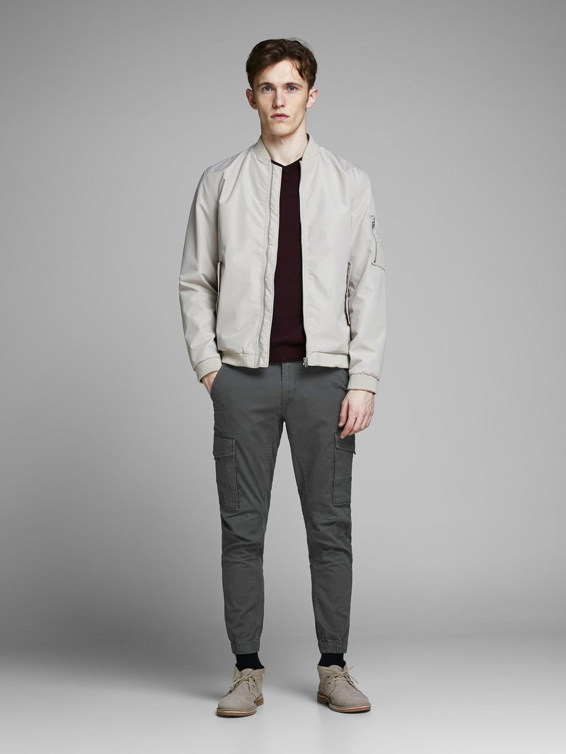 Jack & Jones Cargohose Cargo Pants PAUL FLAKE AKM 542 Twill Gummibund für Bio-Baumwolle nachhaltig Slim fit unifarben wärmend