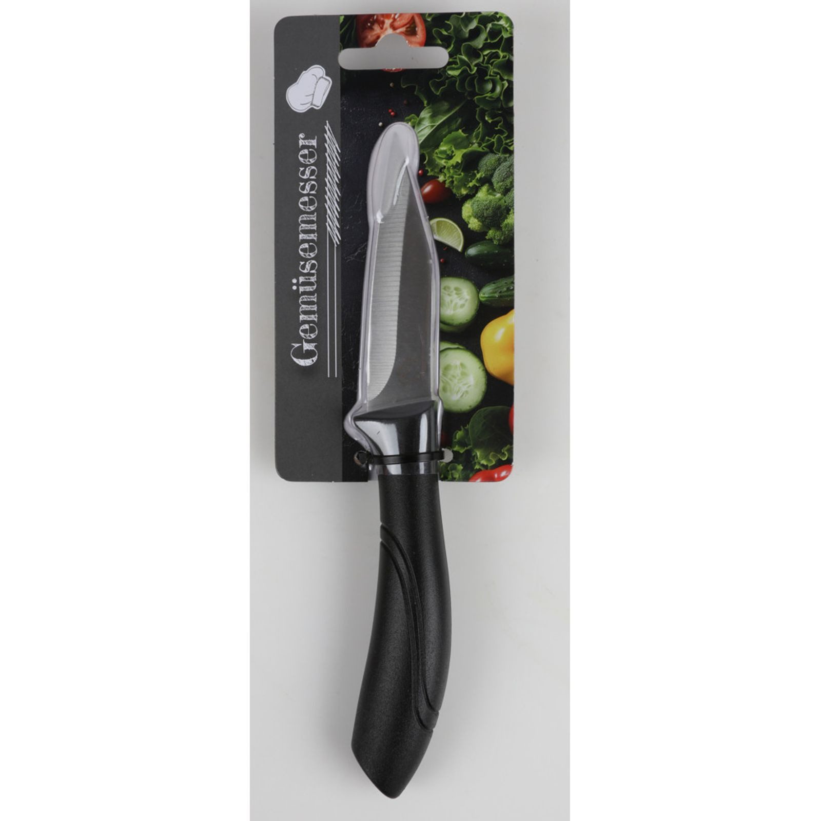 BURI Universalküchenmesser Gemüsemesser BASE 8 cm, Edelstahl Klinge, schwarzer PP Griff