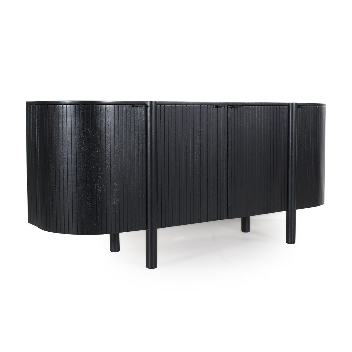 CASA DOMA Sideboard Tarifa, Kommode, Stauraum, 4 Türen, Massivholz, Mangoholz, schwarz, Pill-Shape-Form, vier Schaniertüren