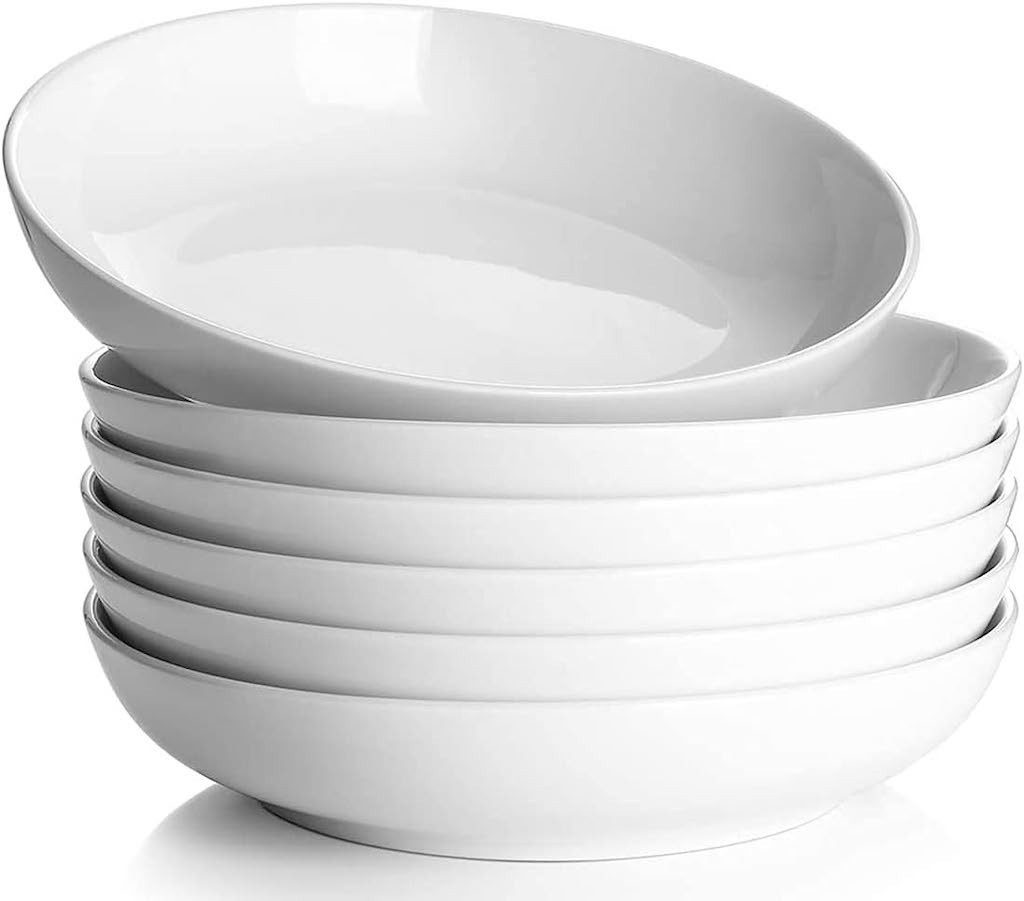 Speiseteller 22 cm Weite Weiße Flache Pastaschalen, 6er Set