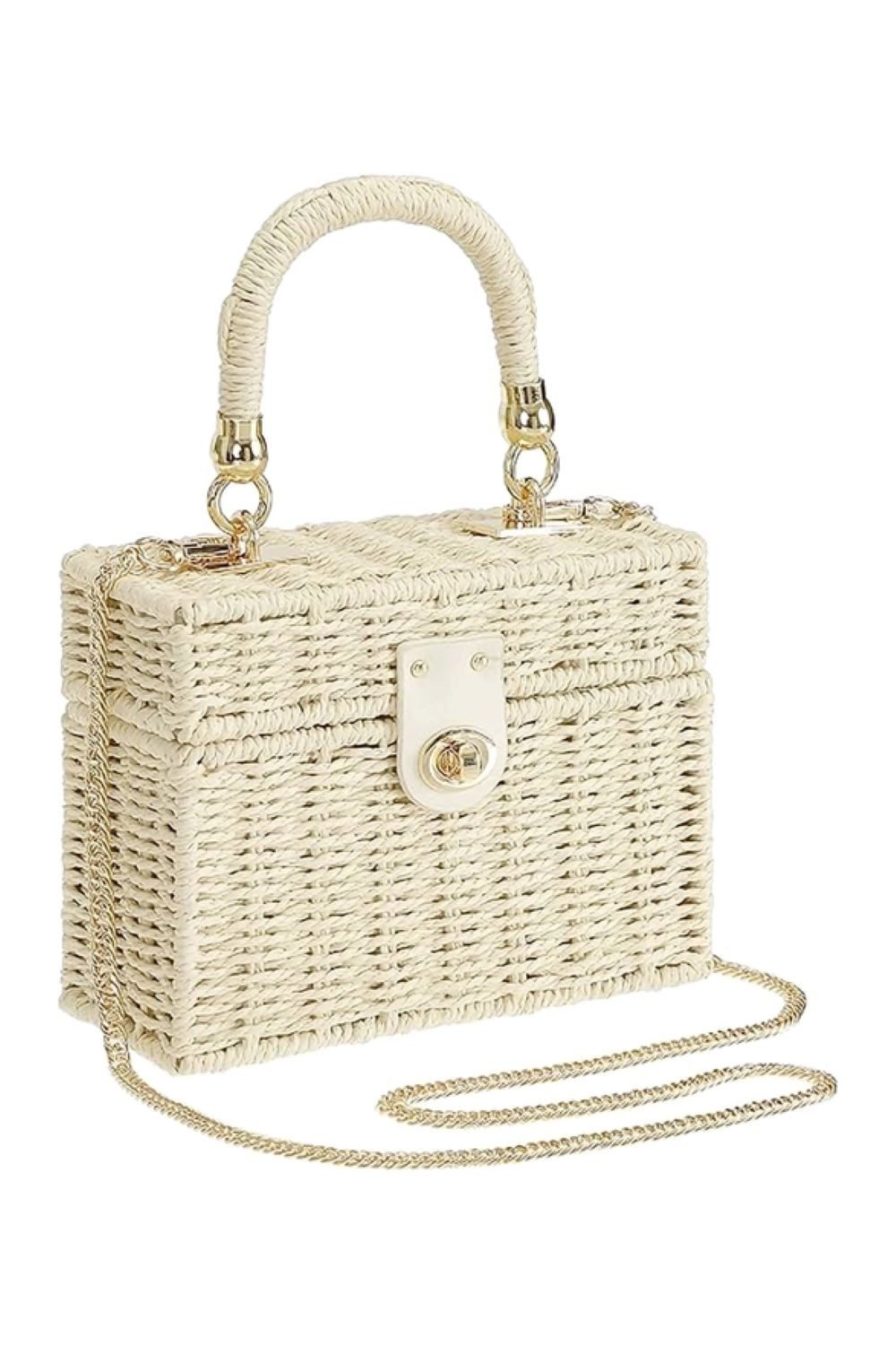 Goodman Design Handtasche Quadratische Rattan-Top-Griff-Tasche – natürlich, elegant, vielseitig, Leichtgewicht – angenehm zu tragen, auch unterwegs
