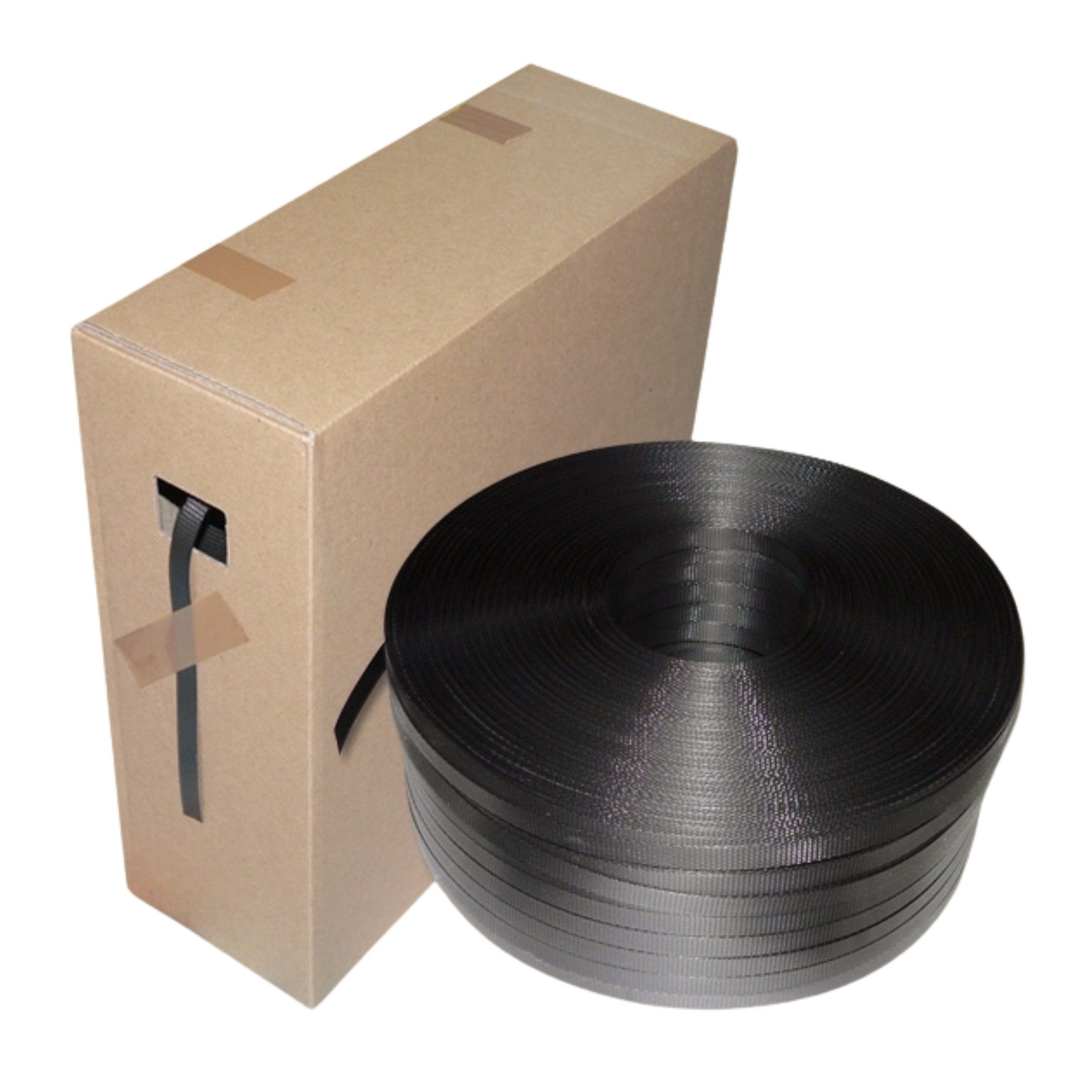 Packen24 GmbH Klemmen PP-Umreifungsband 12 x 0,45 mm x 1000 m Spendekartons schwarz, (1-St)