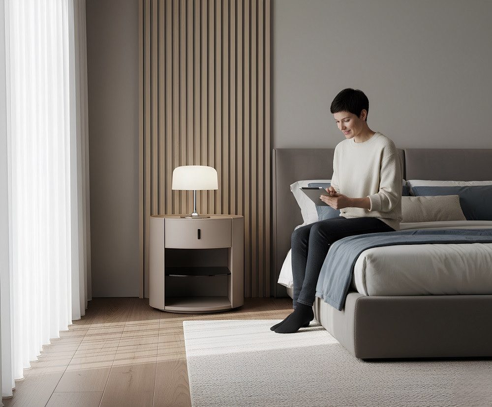 Xlmoebel Nachttisch Beiges Designer Nachttisch Set 2x Luxus Nachtkonsolen Möbel Sofort (Nachttisch-Set, 1-St., 2er-Set), Hergestellt in Europa