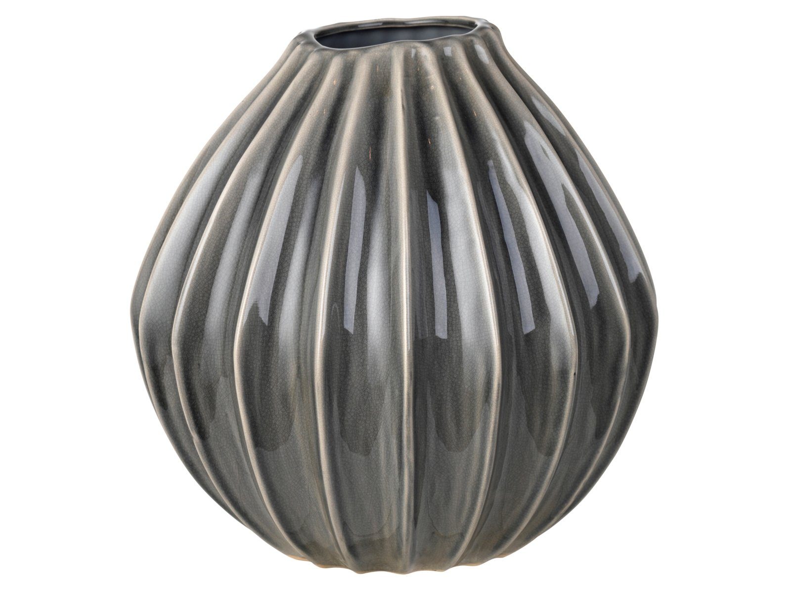 Broste Copenhagen Dekovase WIDE Vase L Keramik Smoked Pearl 30 cm (Vasen)