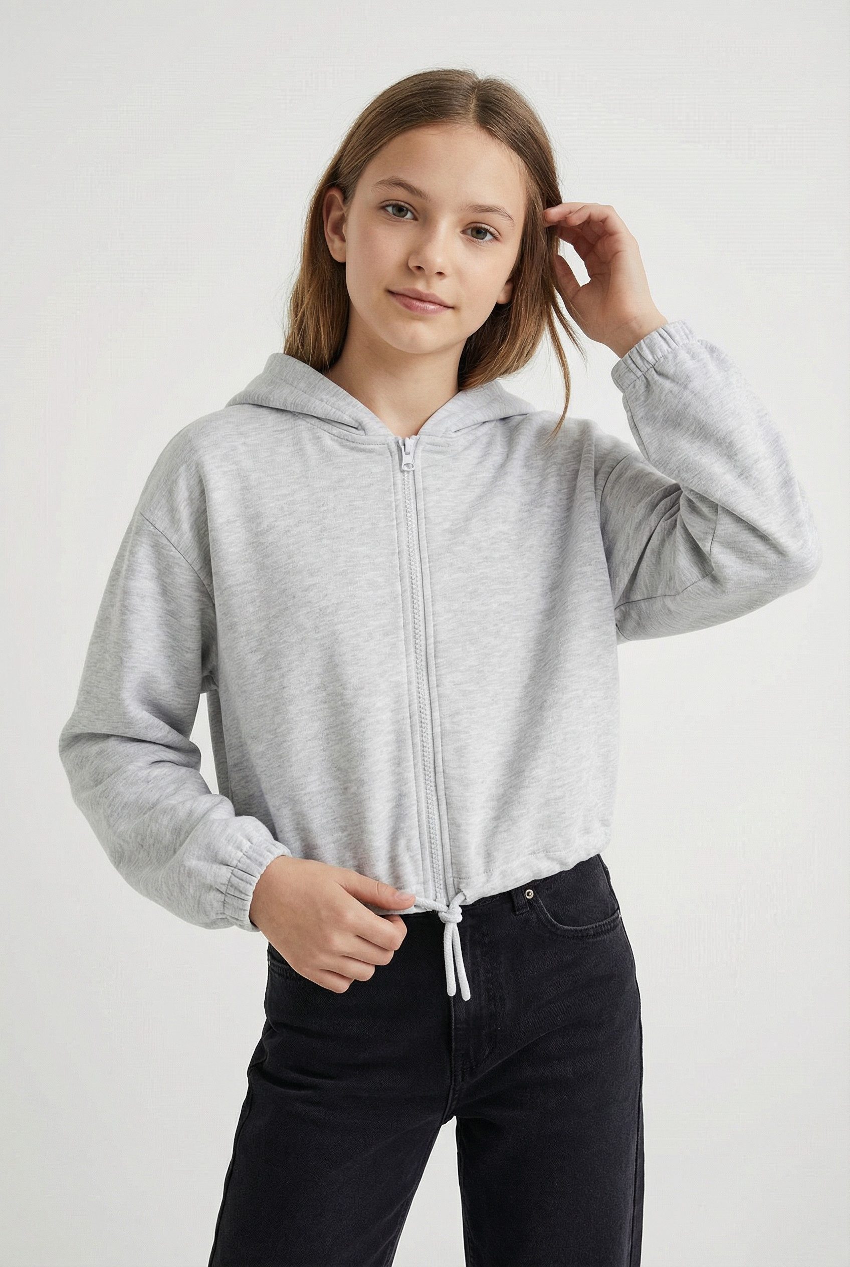 TOM TAILOR Sweatjacke Full Zip mit Kordelzug in kurzer Form