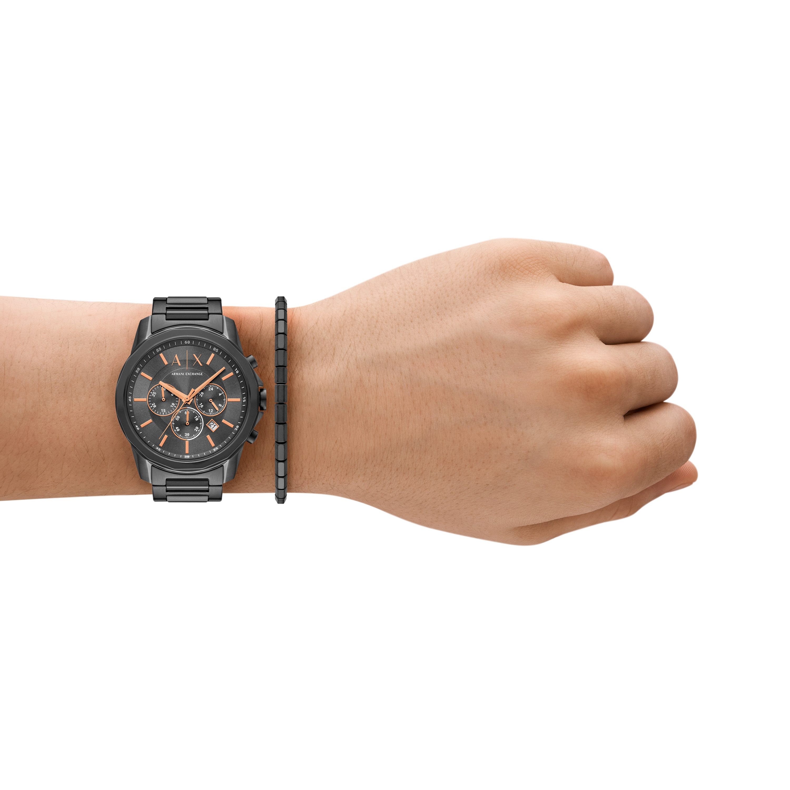 ARMANI EXCHANGE Chronograph AX7170SET, (Set, 2-tlg., mit Armband), Quarzuhr, Armbanduhr, Herrenuhr, Edelstahlarmband