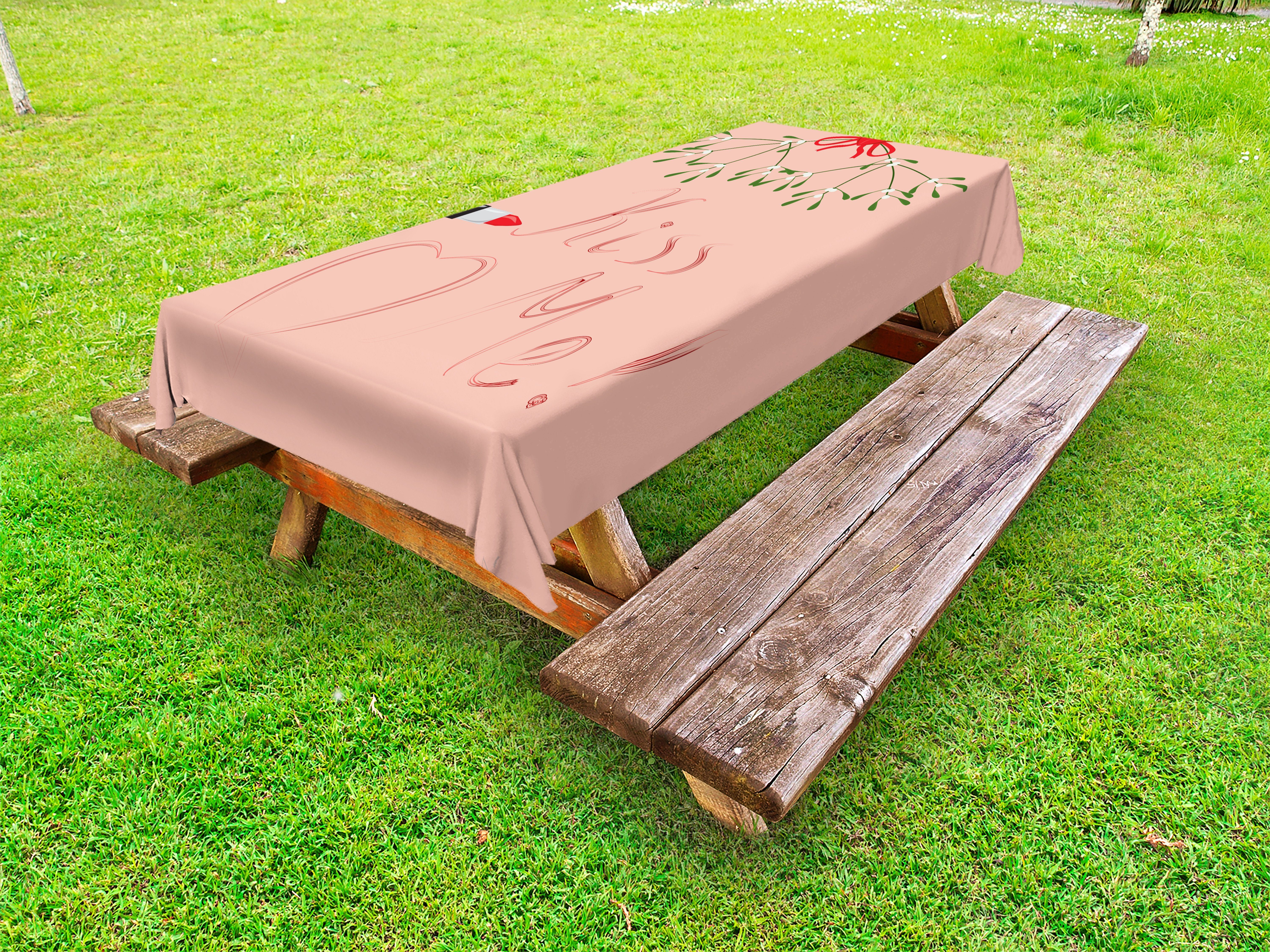 Abakuhaus Tischdecke dekorative waschbare Picknick-Tischdecke, Küss mich Romantisches Weihnachten