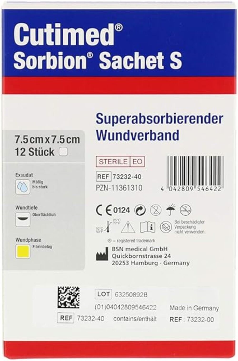 BSN medical GmbH Wundpflaster CUTIMED Sorbion Sachet S Wundauflage 7,5x7,5 cm (Spar Set, 1 St., Hautfreundliche Wundauflage), Schutz vor Wundinfektionen