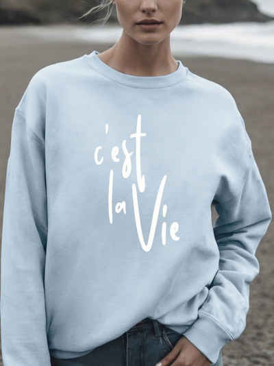 ANNIS Fashion & Accessoires Sweatshirt C`EST LA VIE (1-tlg) normale Passform, hoher Bio-Baumwollanteil