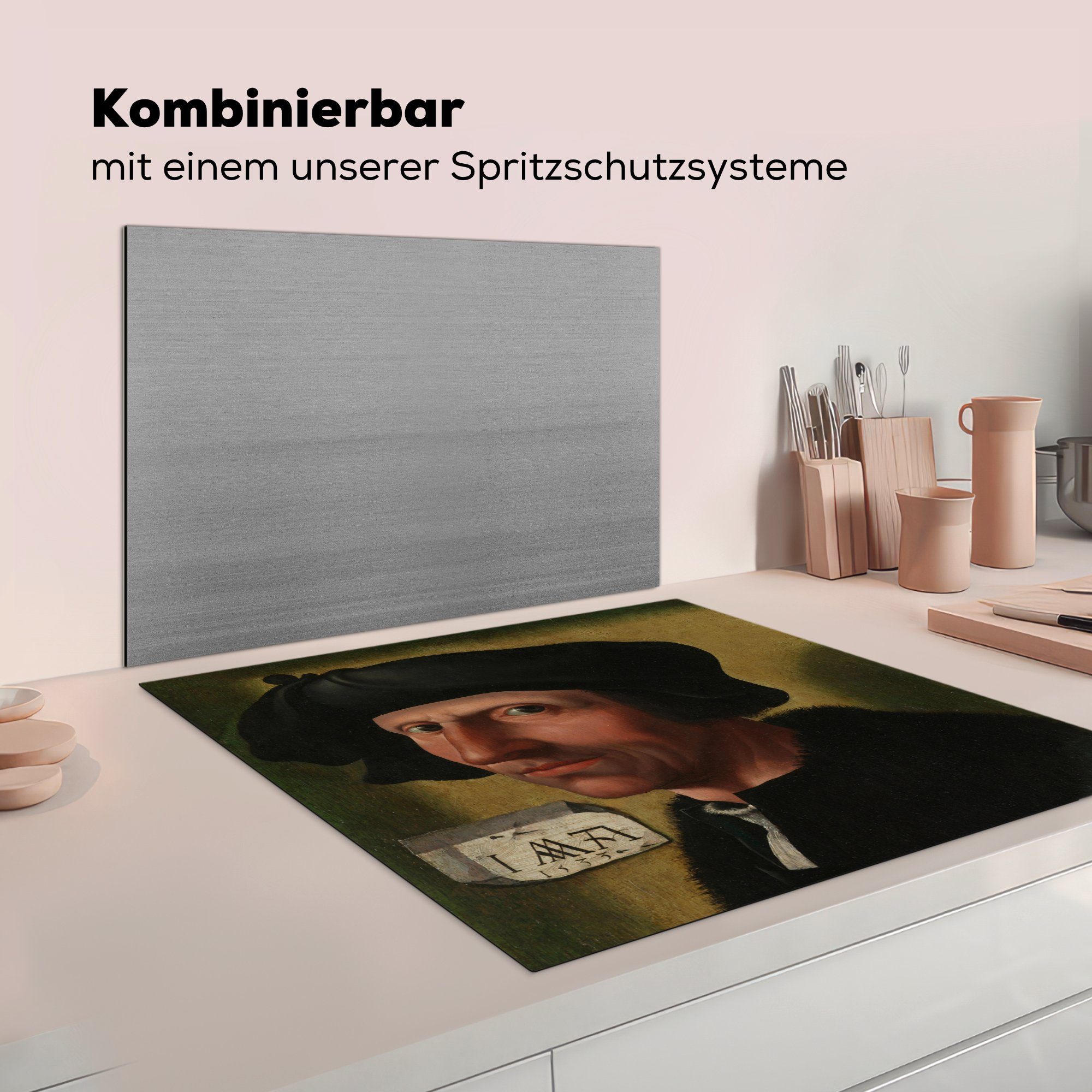 cm, (1 von - MuchoWow Ceranfeldabdeckung, Arbeitsplatte Herdblende-/Abdeckplatte Jacob Porträt Oostsanen 78x78 küche für van, Vinyl, Cornelisz Cornelisz Jacob van tlg),