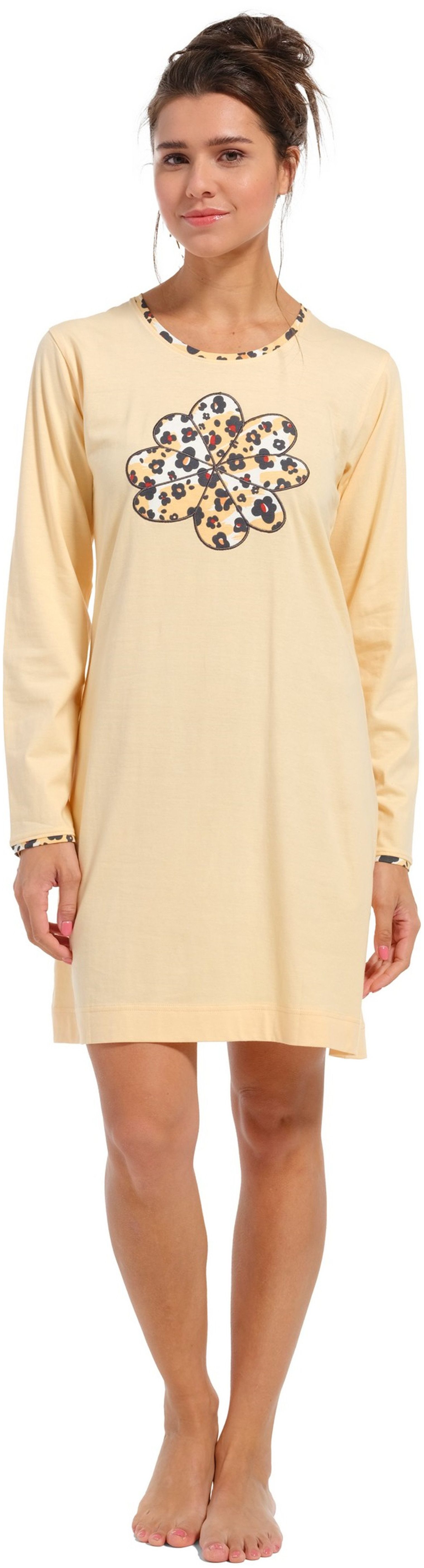 Rebelle Nachthemd Modisches Damen Schlafshirt mit langem Arm (1-tlg) Baumwolle