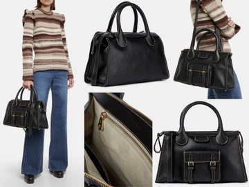 Chloé Schultertasche CHLOÉ Edith Medium Tote Day Bag Topstuched Leather Tasche Schultertasc