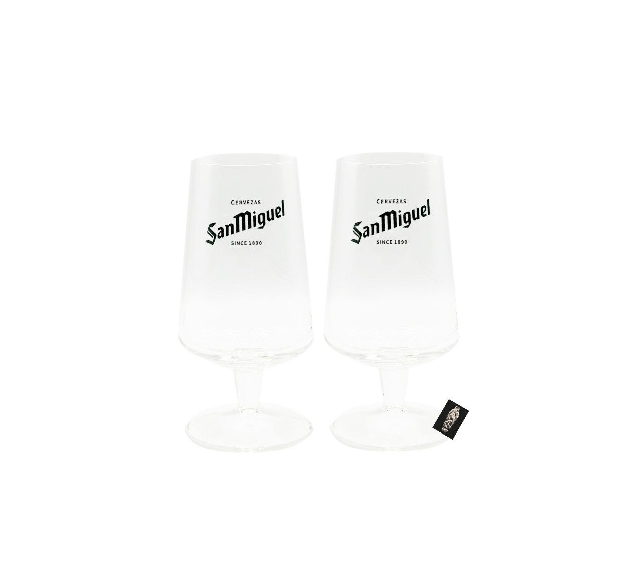 Mixcompany Gläser-Set San Miguel Glas 2er-Set Grün-Goldene Beschriftung geeicht: 30cl