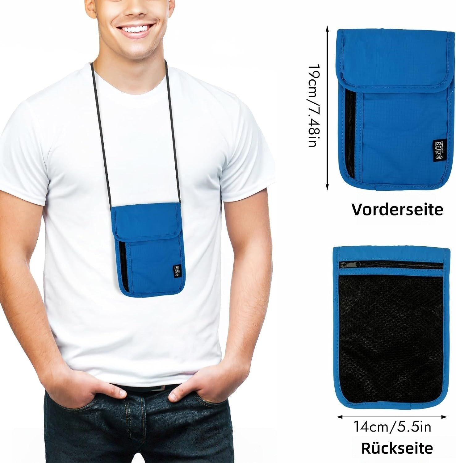 FOUORTUNATE-BEE Brustbeutel RFID-Schutz Brusttasche – Wasserfester, Diebstahlsicherer Travel Bag