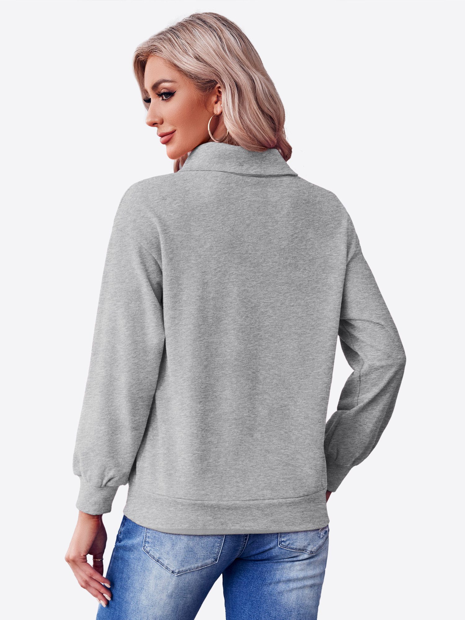 Imily Bela Sweatshirt Damen-Sweatshirt mit Rollkragen und Reißverschluss (P günstig online kaufen