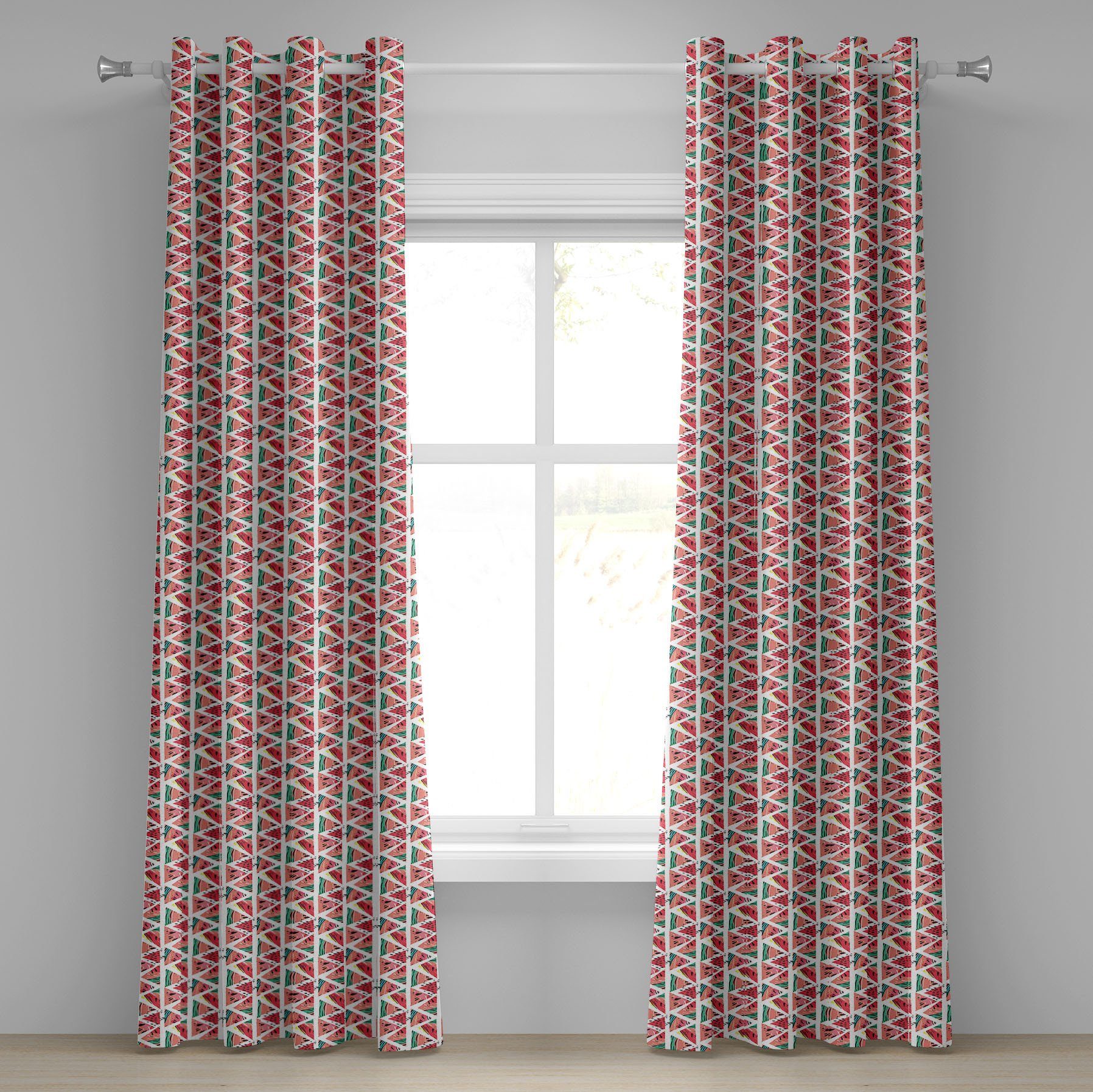 Gardine Dekorative 2-Panel-Fenstervorhänge für Schlafzimmer Wohnzimmer, Abakuhaus, Aquarell abstrakte Wassermelone