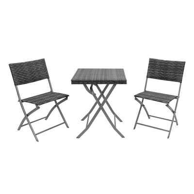 HTI-Living Sitzgruppe Tischgruppe Siggi, (Set, 3-tlg., 1 Tisch, 2 Stühle), Klapptisch Klappstühle Balkonmöbel